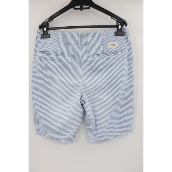 abercrombie fitch men's 30 9.5" striped white blue distressed flat front shorts - Picture 4 of 14